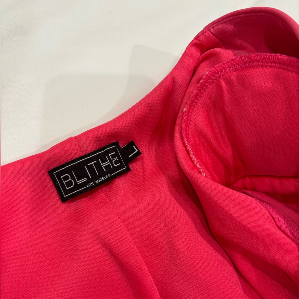 Blithe Bright Pink Button Down Blazer Cape Mini D… - image 5